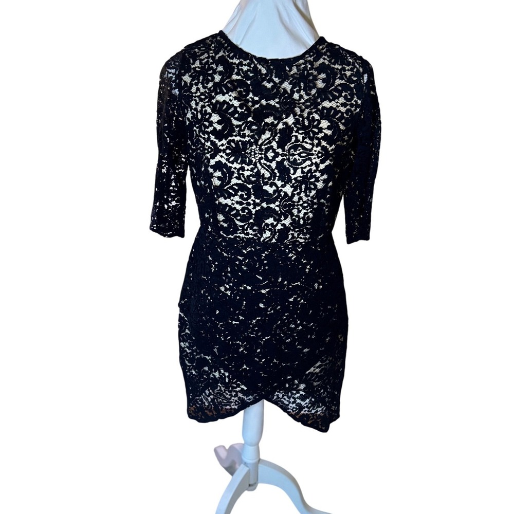 NWT Designer Sarah Seven Black Lace Dress Women's SZ‎ 6 gothcore gown